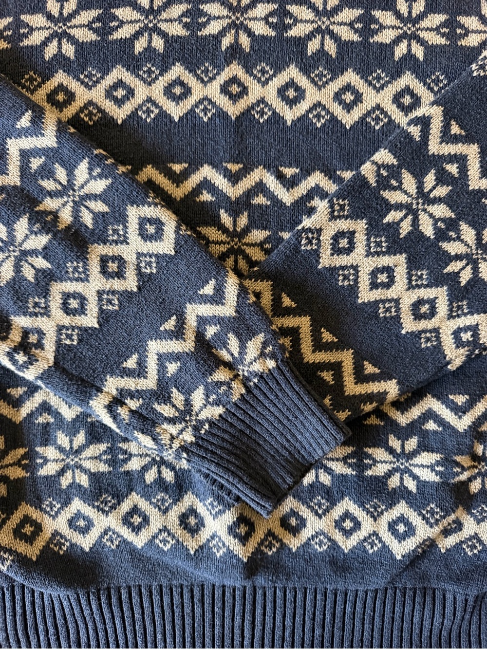St. John’s Bay Men’s XL Fair Isle Nordic Snowflake Crewneck Sweater Blue - Picture 2 of 6